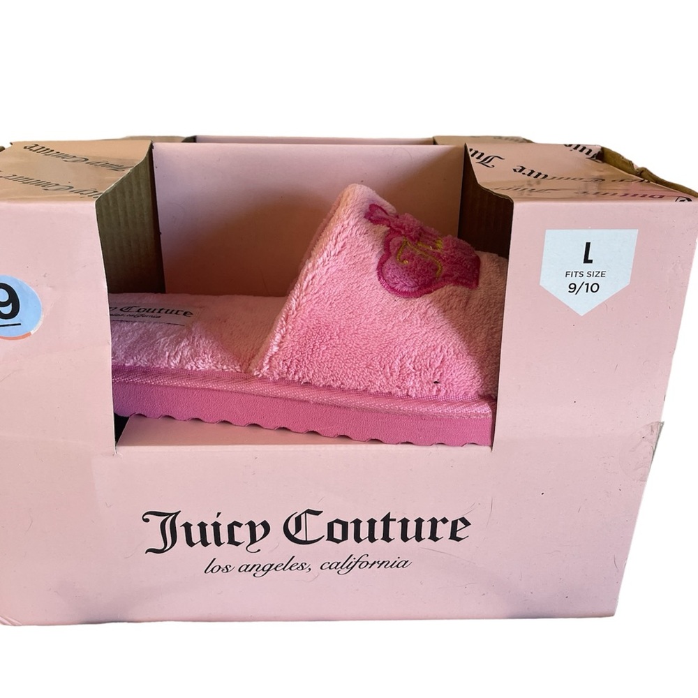 Juicy Couture Pink Crown Slippers Size L (9-10)